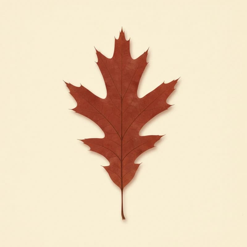 Northern red oak (Quercus rubra) — pressed-leaf specimen at peak fall color