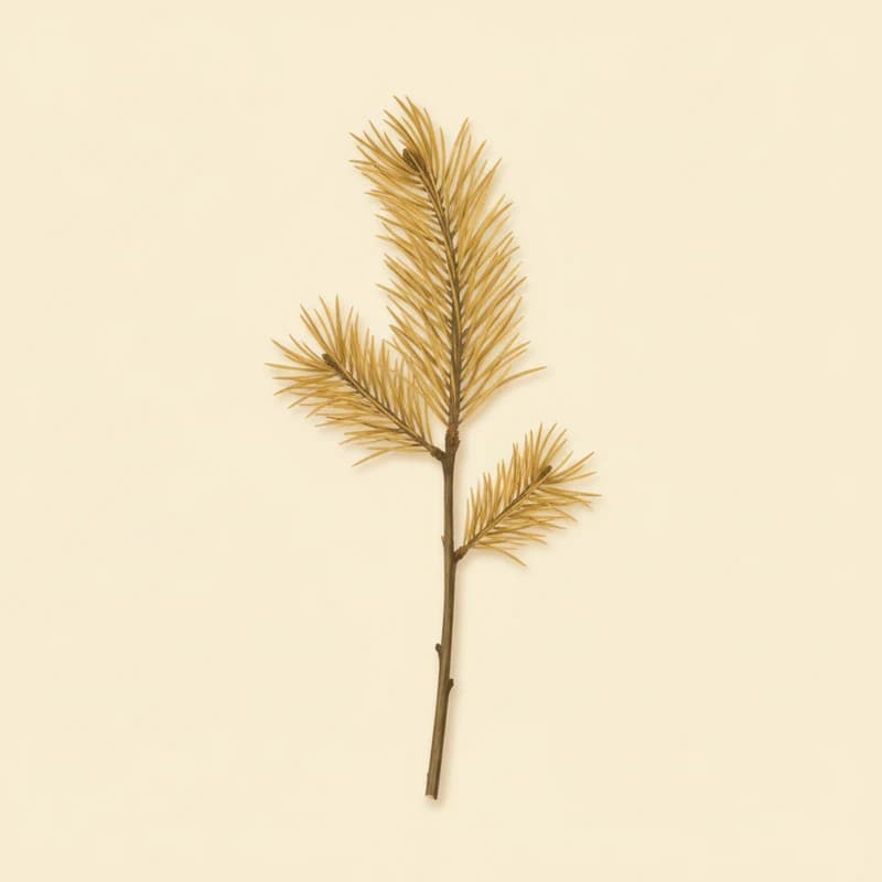 Tamarack (Larix laricina) — pressed-leaf specimen at peak fall color