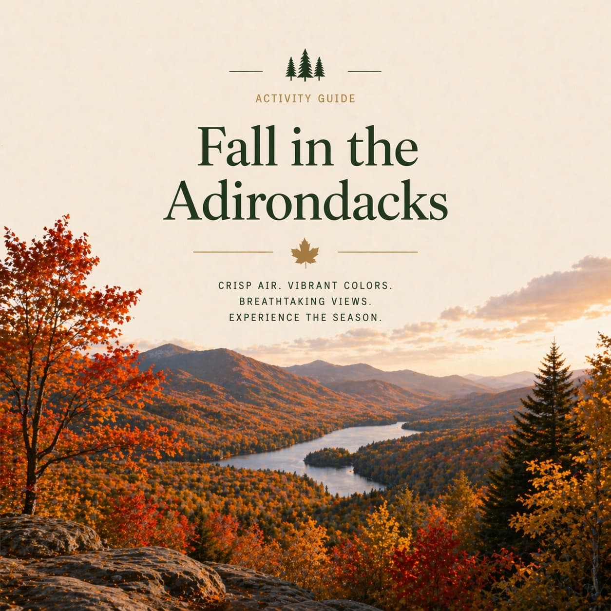 A maple-lined Adirondack highway in peak fall foliage