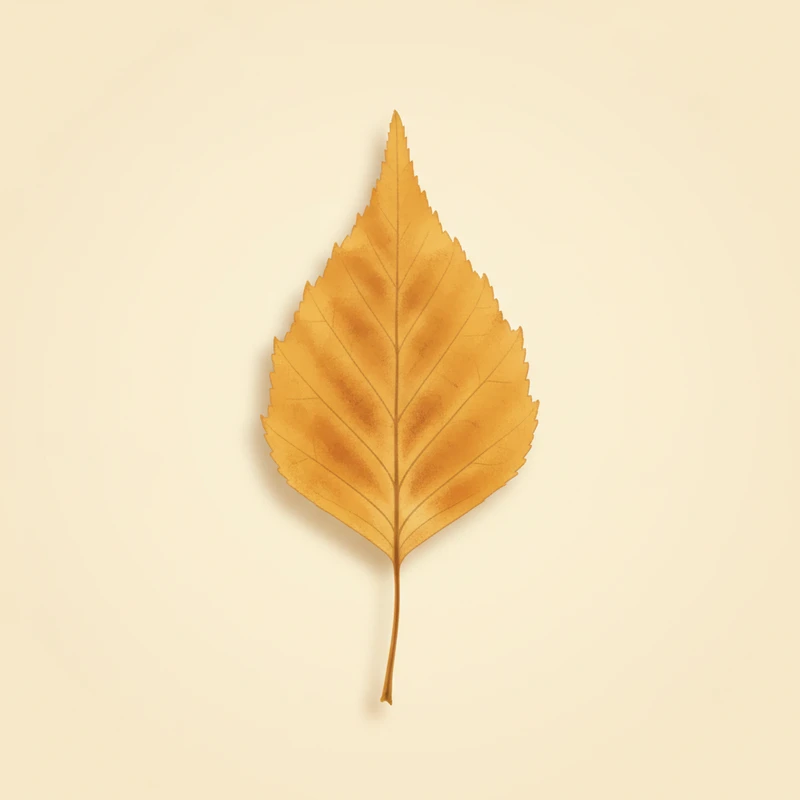 Paper birch (Betula papyrifera) — pressed-leaf specimen at peak fall color